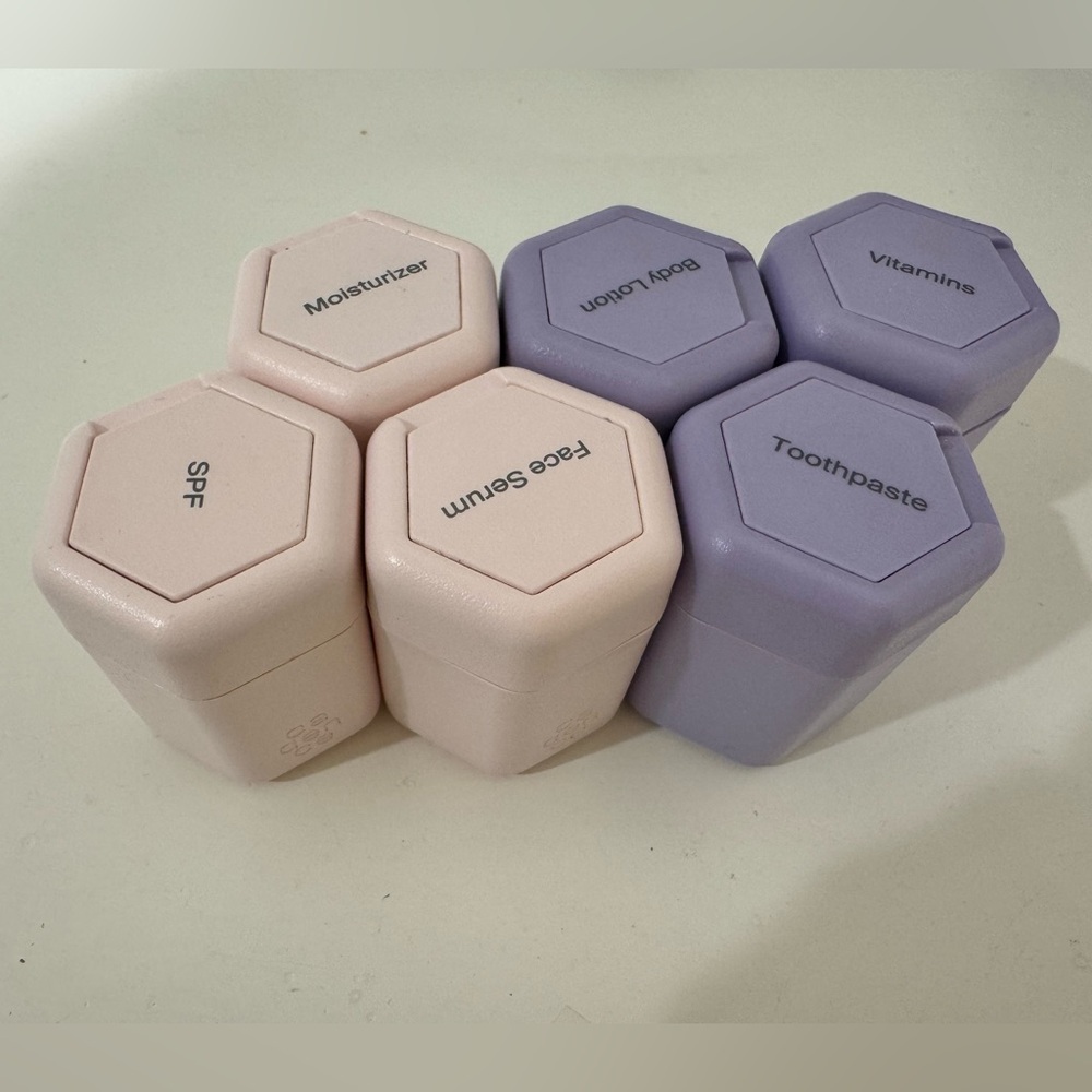 Cadence Magnetic Hexagon Travel Storage Containers - Pastel Pink & Lavender - Picture 2 of 2